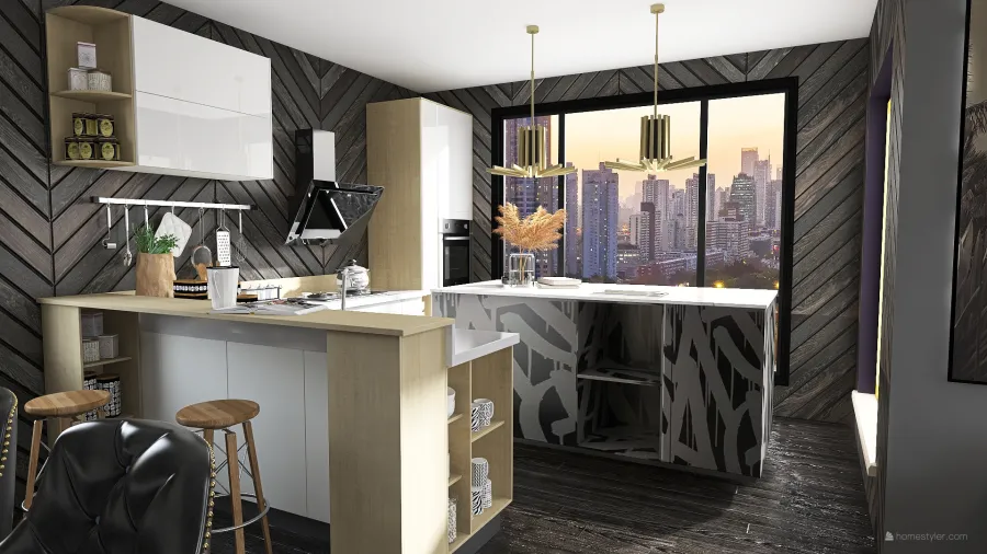 Kitchen / Living/ Dining 3d design renderings