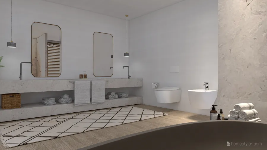 Contemporary Costal StyleOther WabiSabi WoodTones EarthyTones ColorScemeOther Beige Master Bathroom1 3d design renderings