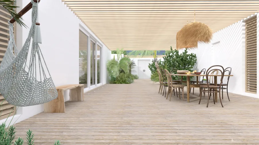 Contemporary Costal StyleOther WabiSabi WoodTones EarthyTones ColorScemeOther Beige outdoor 3d design renderings
