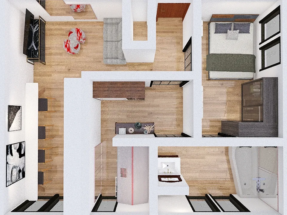 appartement 54 m2 3d design renderings