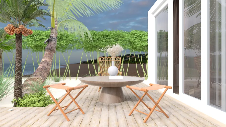Contemporary Costal StyleOther WabiSabi WoodTones EarthyTones ColorScemeOther Beige outdoor 3d design renderings