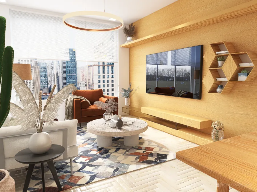 Boho apartamento 3d design renderings