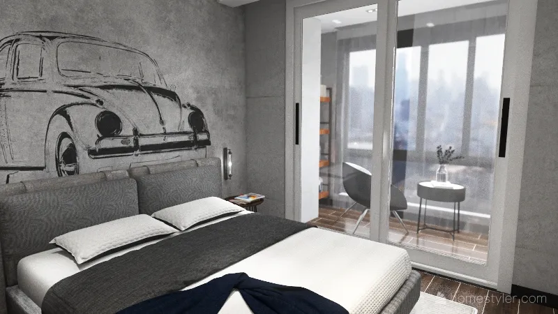 серый тесный дом. 3d design renderings