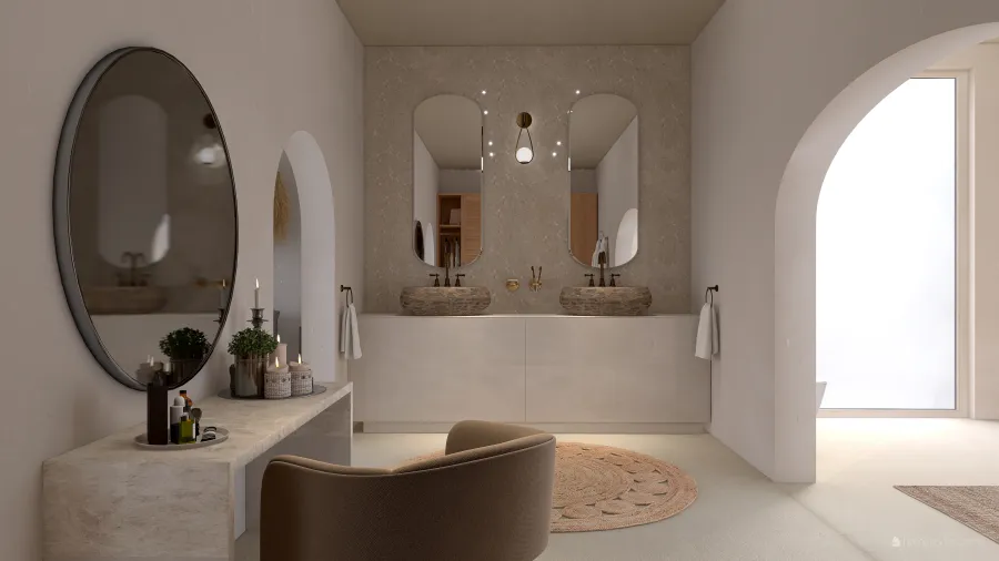 StyleOther WabiSabi WoodTones ColdTones Beige ColorScemeOther Master Bathroom 3d design renderings