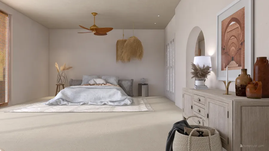 StyleOther WabiSabi WoodTones ColdTones Beige ColorScemeOther Master Bedroom 3d design renderings