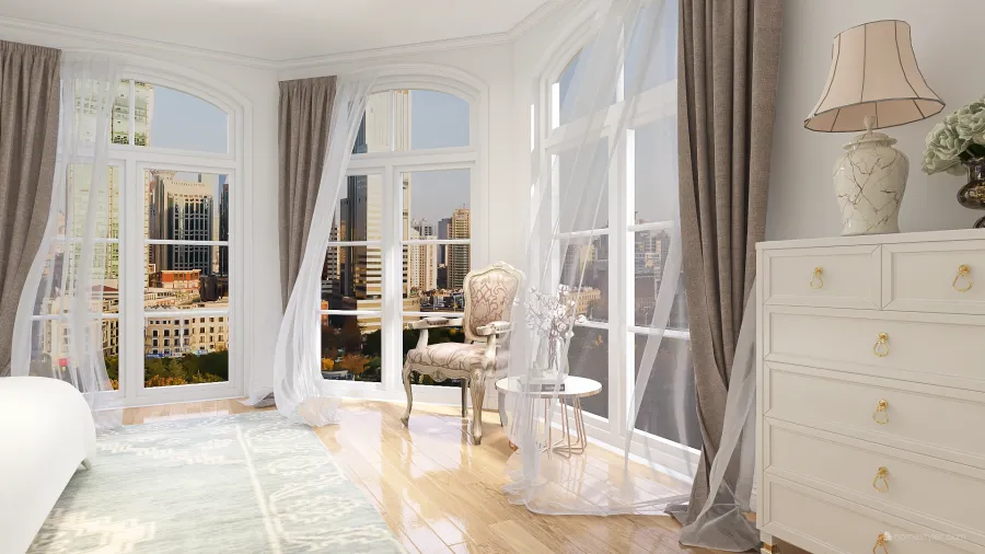 Modern French Style Bedroom 3d design renderings