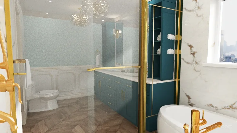 traditional master bath 3d design renderings