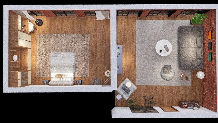 NY apartment livingroom-bedroom 3d design picture 72.32