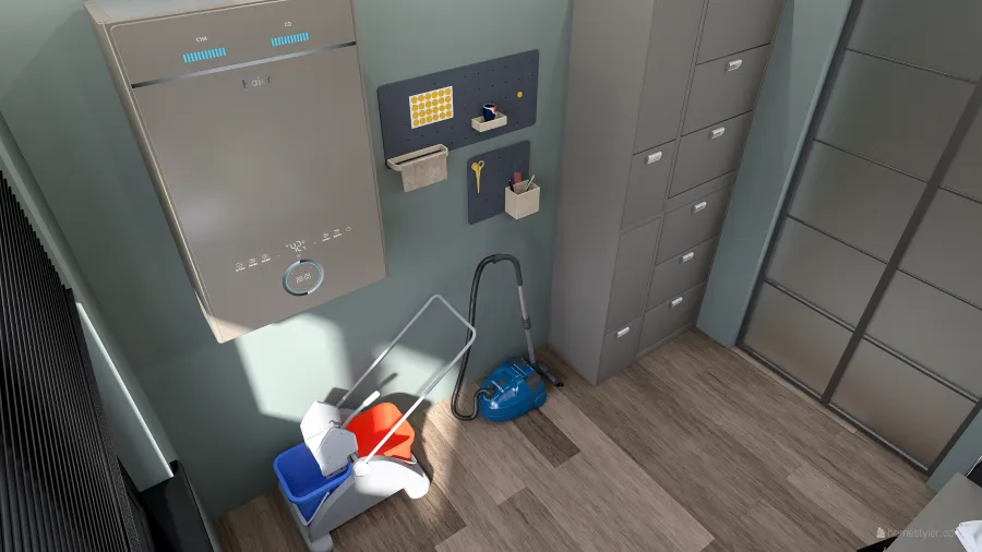 StyleOther Industrial Contemporary Blue Grey ColorScemeOther Laundry Room 3d design renderings