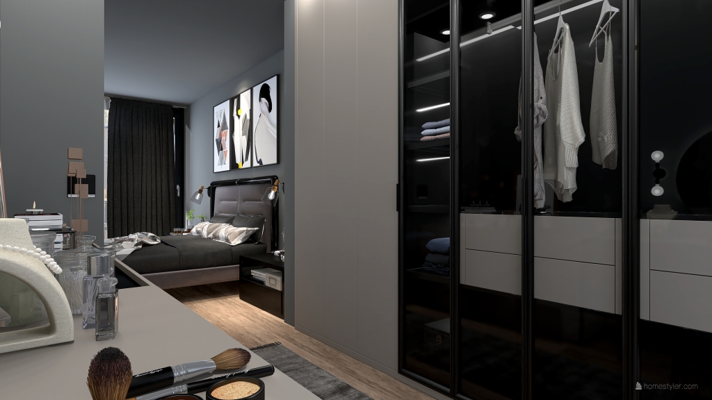 StyleOther Industrial Contemporary Blue Grey ColorScemeOther Master Bedroom 3d design renderings