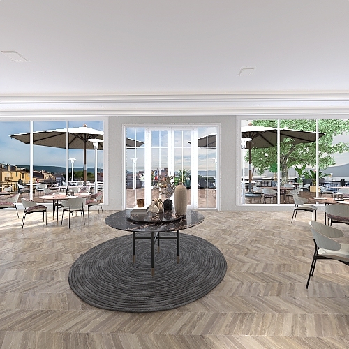 European restaurant Interior Design Render