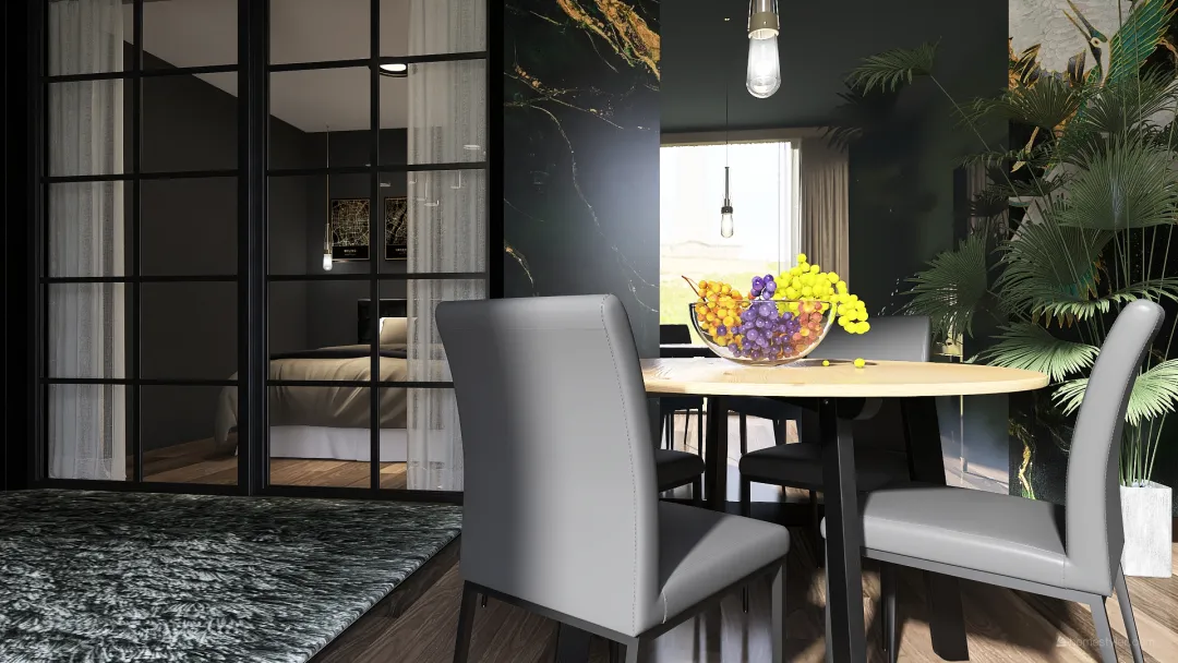 Small bedroom & dining room 3d design renderings