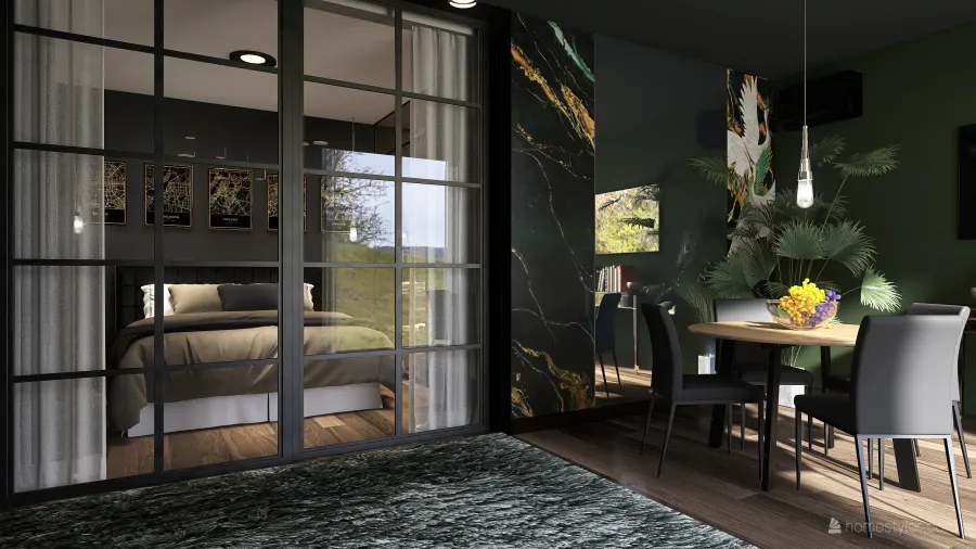 Small bedroom & dining room 3d design renderings