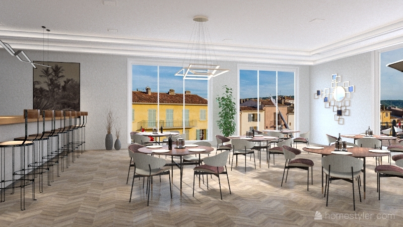 European restaurant Interior Design Render