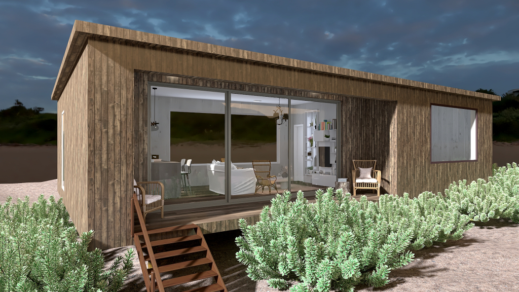 WabiSabi Beach Shack  WoodTones White 3d design renderings