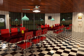 Time Travel 1950's Rock and Roll Diner Design Rendering