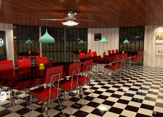 Time Travel 1950's Rock and Roll Diner Design Rendering