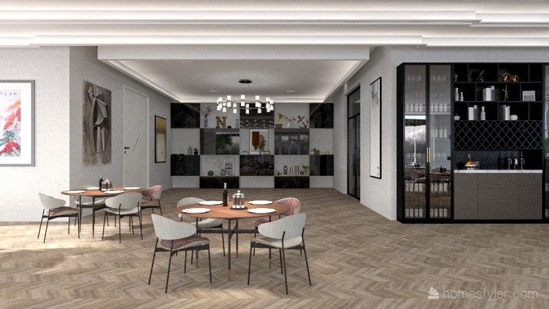 European restaurant Interior Design Render