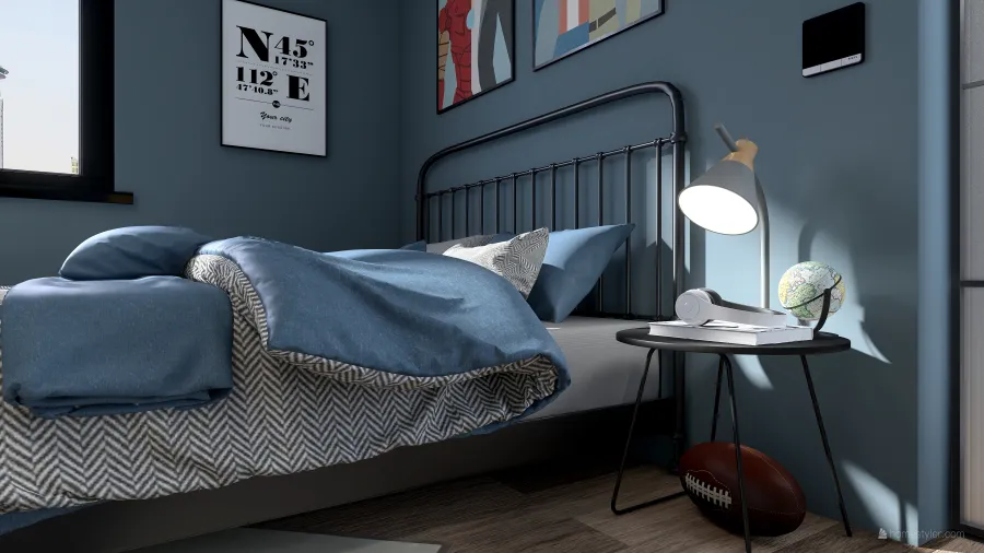 StyleOther Industrial Contemporary Blue Grey ColorScemeOther Kids Room 3d design renderings