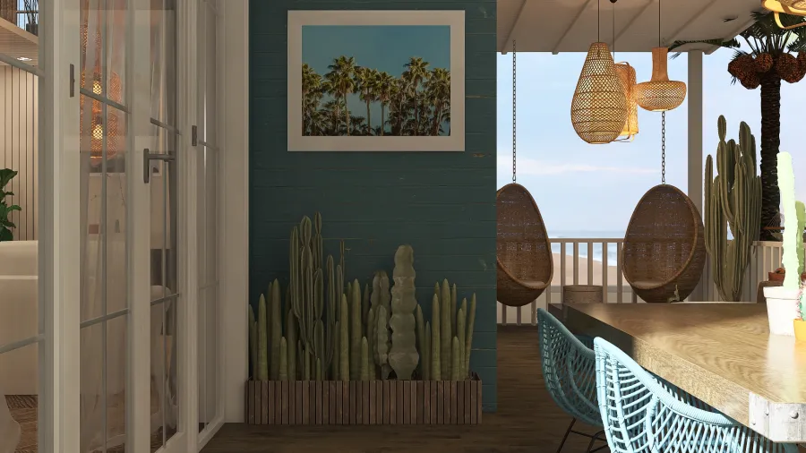Bohemian Costal Miami Boho Beach Cottage Beige ColorScemeOther Blue 3d design renderings