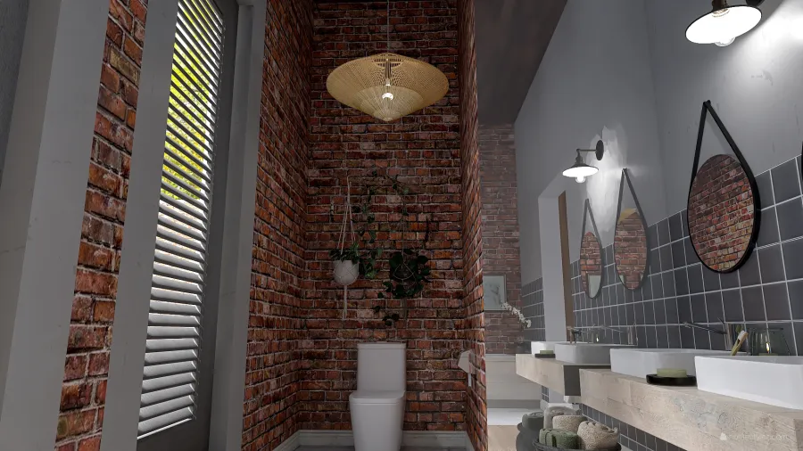 Earthy brick and concrete. 3d design renderings