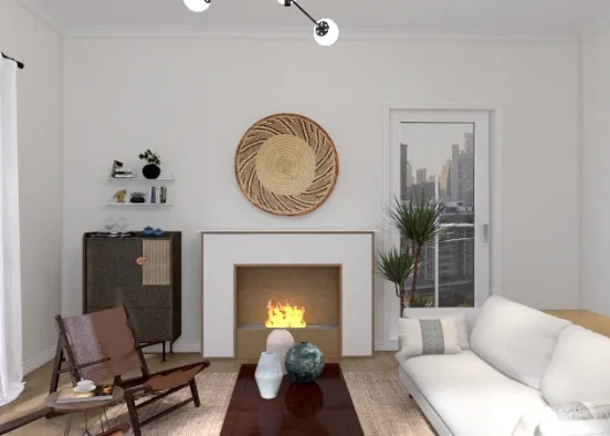 Mid-Century Modern Living Room Design Rendering