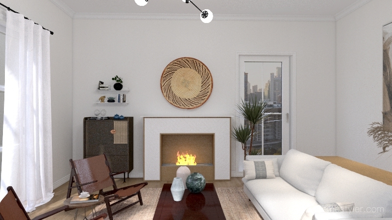 Mid-Century Modern Living Room 3d design renderings