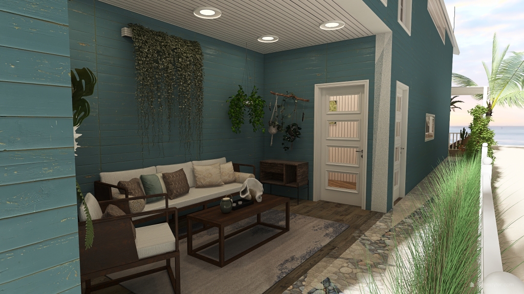 Bohemian Costal Miami Boho Beach Cottage Beige ColorScemeOther Blue 3d design renderings