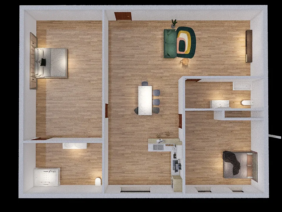 2 bedroom (3 bays) 3d design renderings