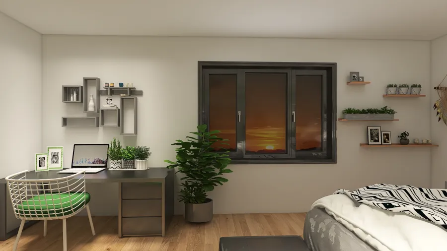 white, vine inspired bedroom 3d design renderings