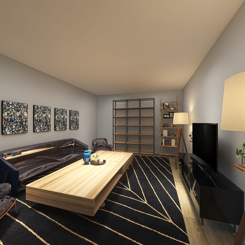 Navy Simple living  room 3d design renderings