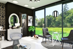 Modern Minimalist Tiny House with Black and White Interior Design Rendering