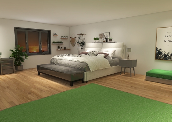 white, vine inspired bedroom Design Rendering