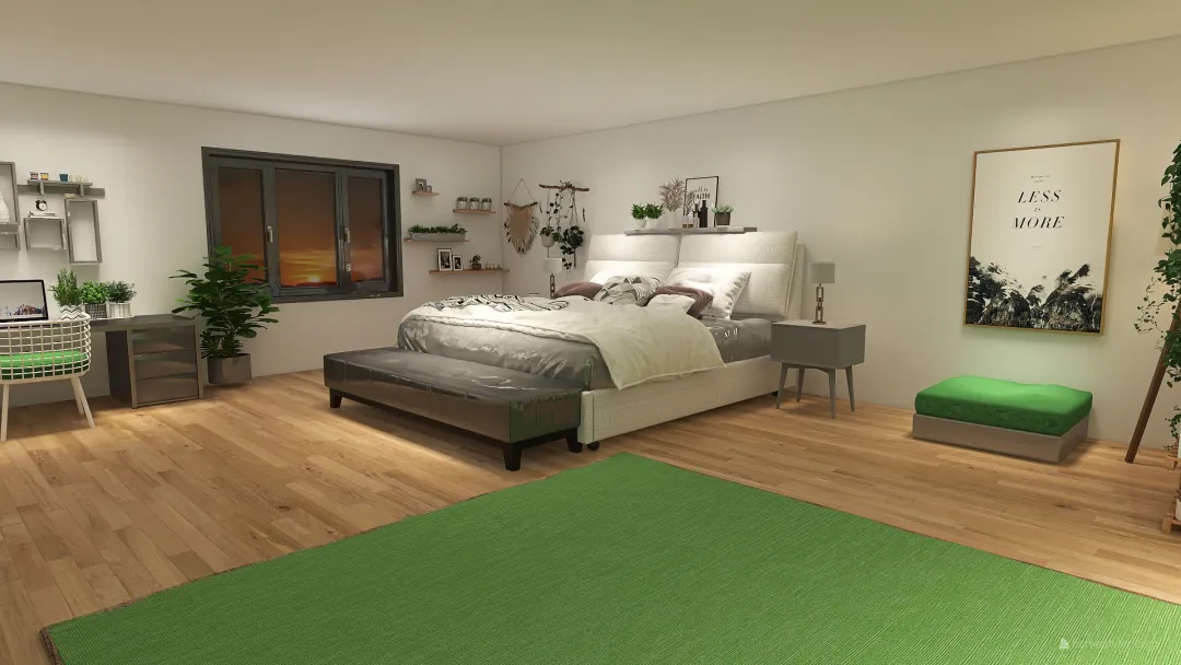 white, vine inspired bedroom 3d design renderings