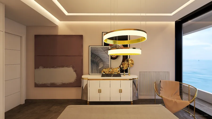 Contemporary Modern StyleOther Blue ColorScemeOther Orange WarmTones Bedroom 3d design renderings