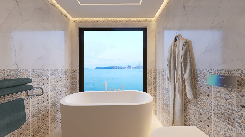 Contemporary Modern StyleOther Blue ColorScemeOther Orange WarmTones Bathroom1 3d design renderings