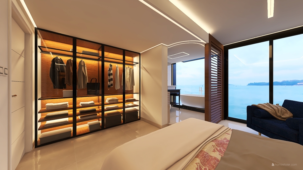 Contemporary Modern StyleOther Blue ColorScemeOther Orange WarmTones Master Bedroom 3d design renderings