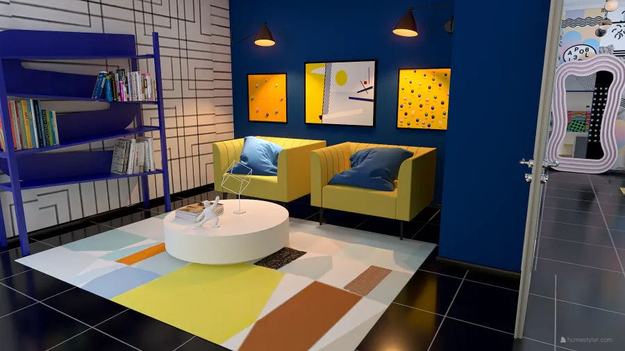 Modern StyleOther Blue Yellow Red Lounge 3d design renderings