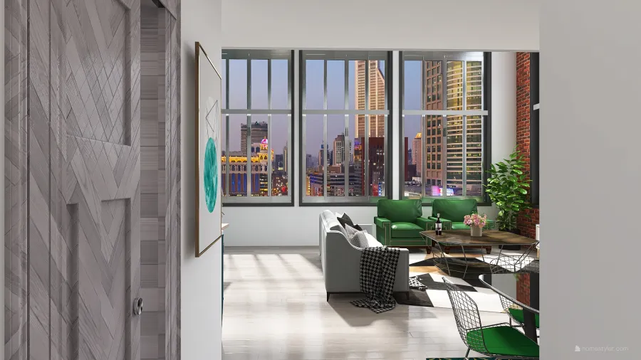 Loft Apartment in Boston 3d design renderings