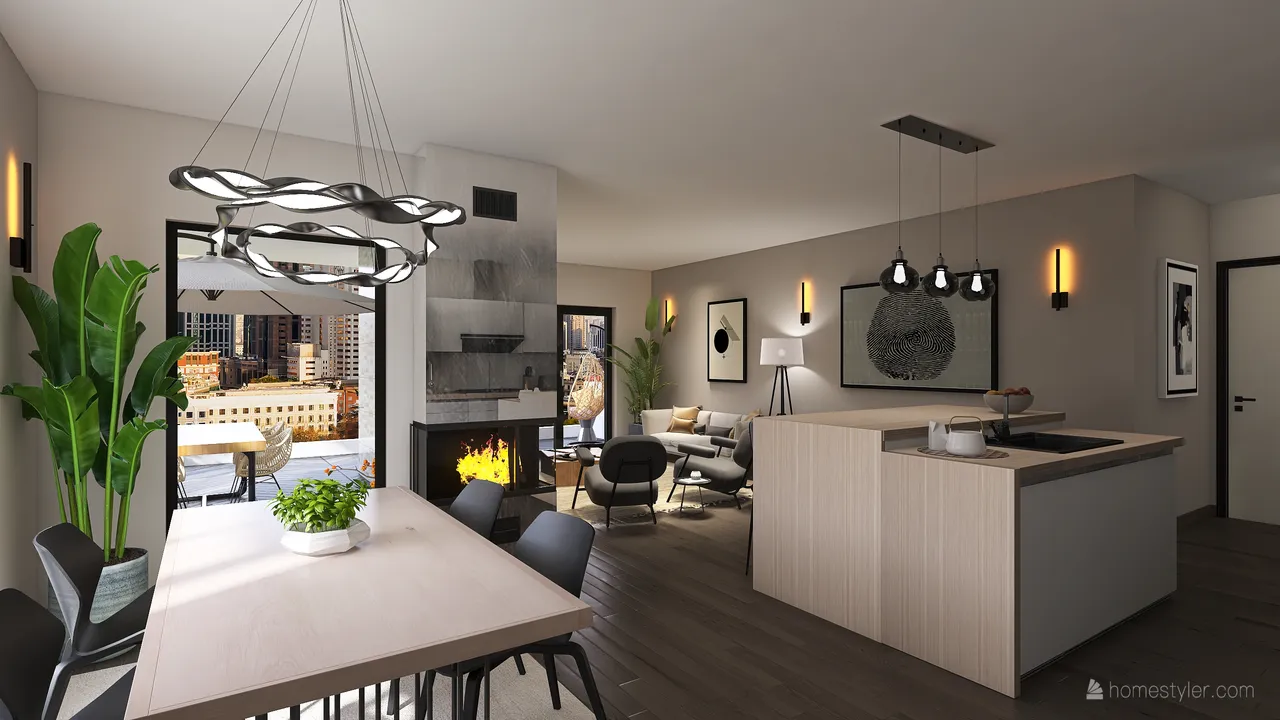 Downtown Apartment 3d design renderings