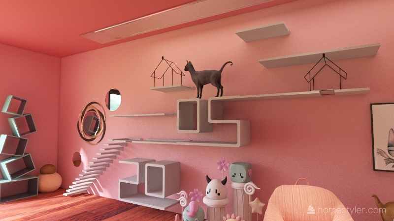 Pastel Cat Café Interior Design Render