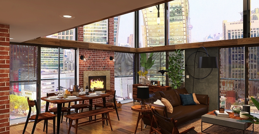 Industrial loft in the city center Interior Design Render