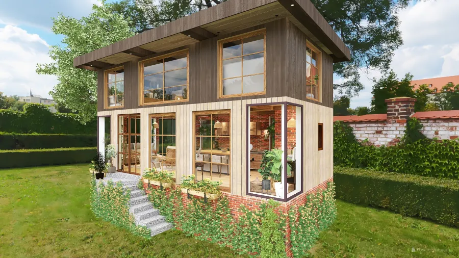 Modern Bohemian Tiny House 3d design renderings