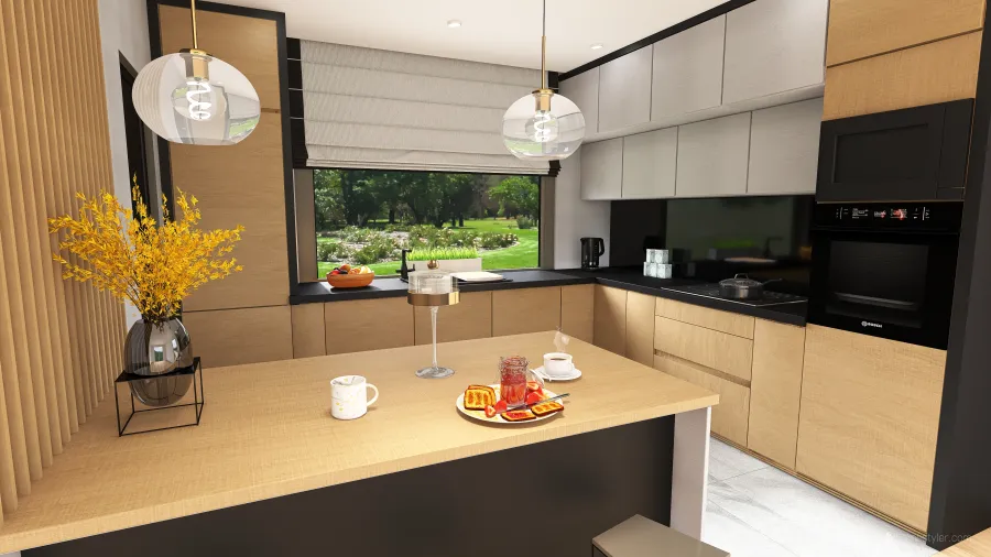 Salon z jadalnią i kuchnią 3d design renderings