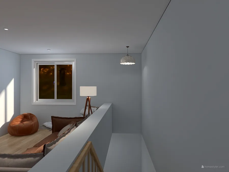 Modern Contemporary Blue White EarthyTones Lounge 3d design renderings