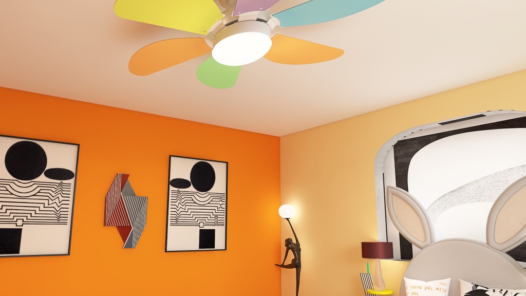 Memphis Style Kids Room 3d design renderings