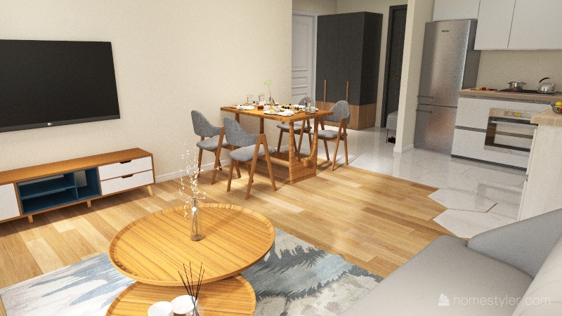Small 1 bedroom apartment 3d design renderings