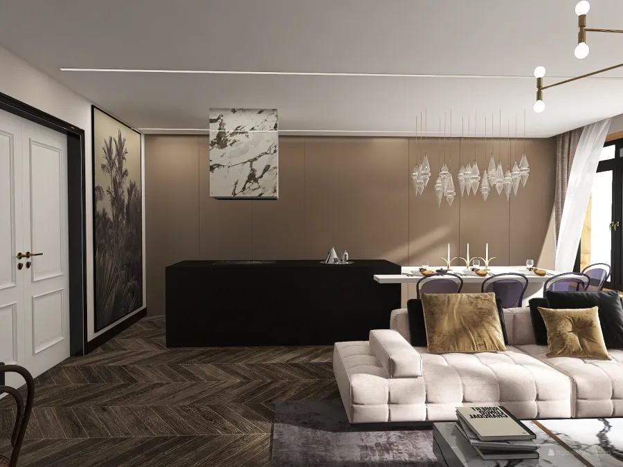 Contemporary Modern StyleOther Moscow apartment WarmTones ColorScemeOther EarthyTones Grey 3d design renderings
