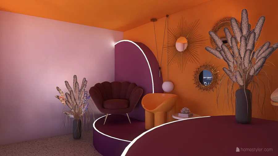 roxo e amarelo 3d design renderings
