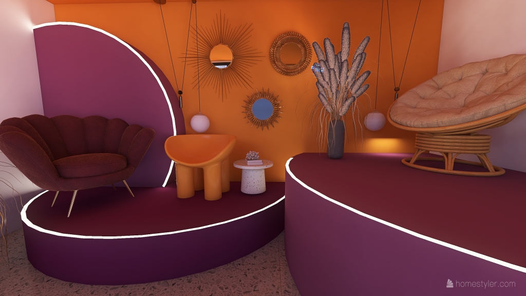 roxo e amarelo 3d design renderings
